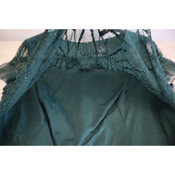 Adrianna Papell Women's Sz 4 Green Beaded Knee-Length Cocktail Party Dress - Picture 5 of 11